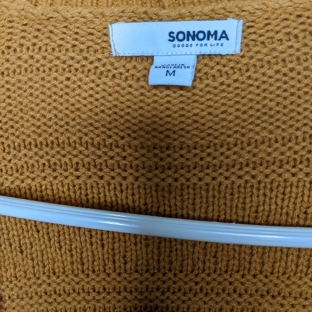 Women's Sonoma Goods For Life® Allover Stitch Cardigan Size Medium Yellow/Ginger - Picture 2 of 3